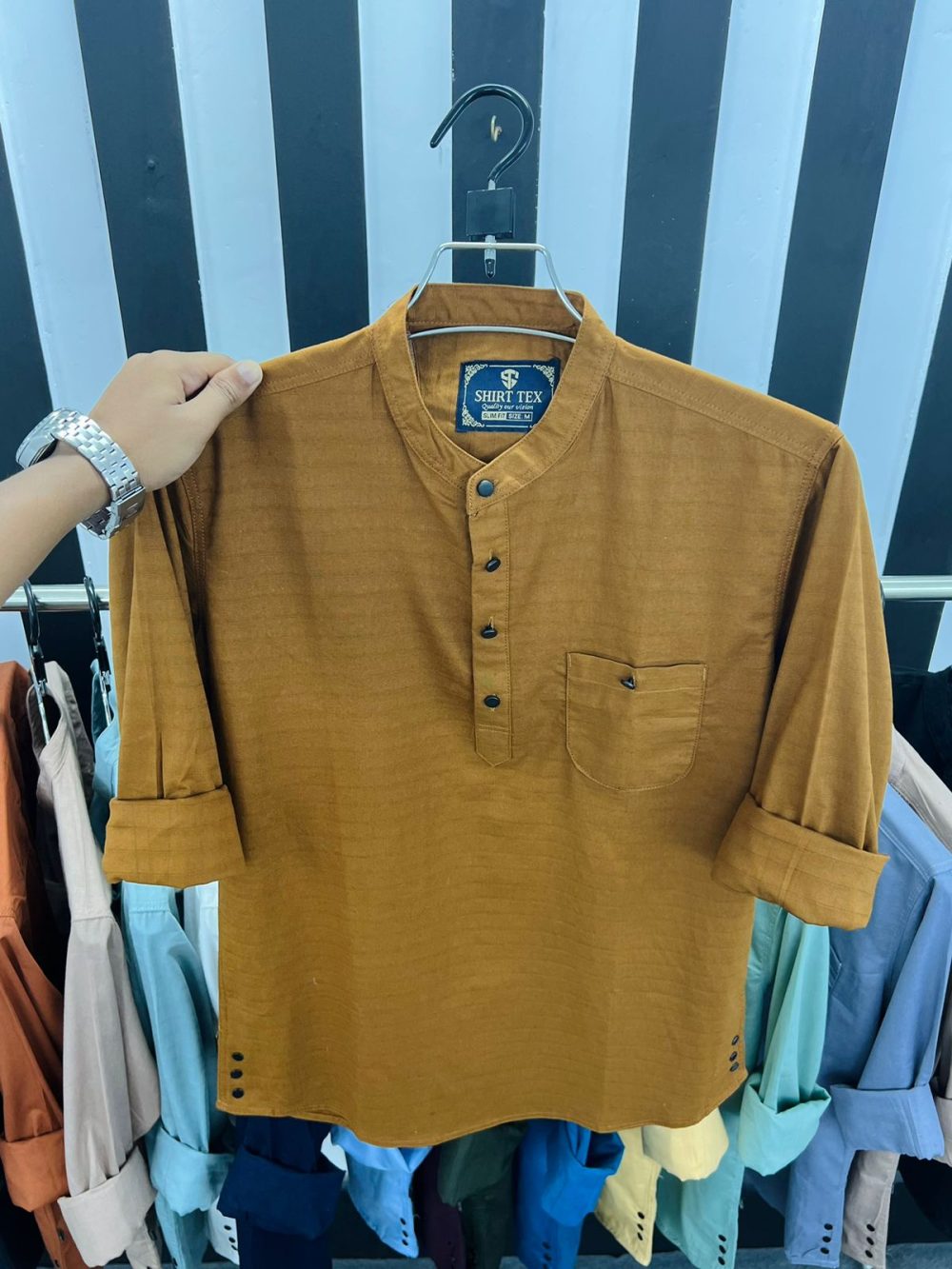 Mens Rewan Katua Shirt Solid Color - Image 12