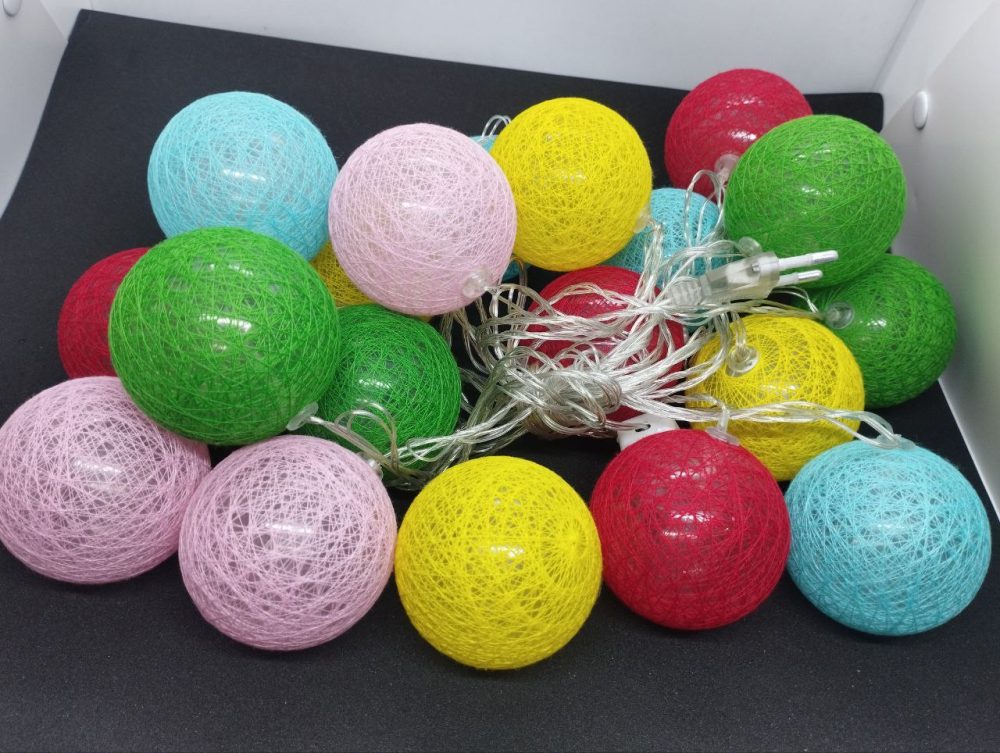 Cotton Ball Light Ball Multi Tenis ball size Light golden color Long-14ft Plug in system - Image 5